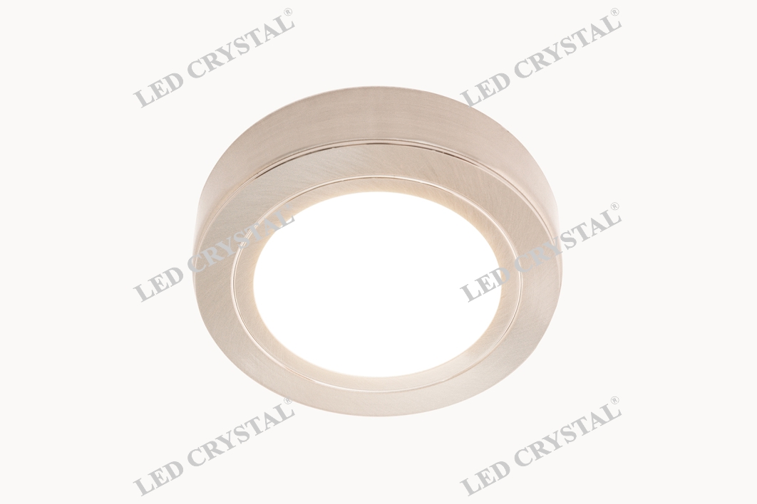 LED CRISTAL Светильник LED накладной круглый D66мм, 12V, 3.2W, 3000К, 260лм, IP20, никель матовый