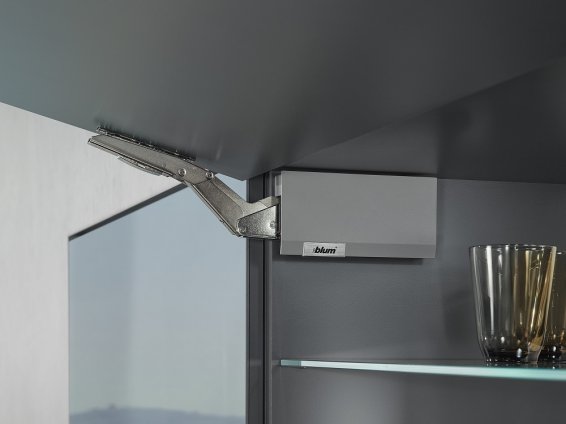 Поворотный подъемный механизм AVENTOS HK top 25 для TIP-ON, с узкой алюминиевой рамкой, серый