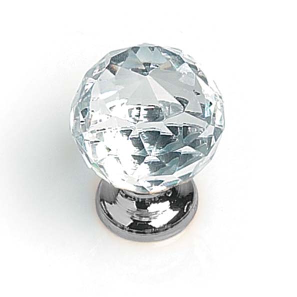 METAKOR Ручка-кнопка Crystal 22012.00.38S стекло (гранка), хром, D30, Metakor