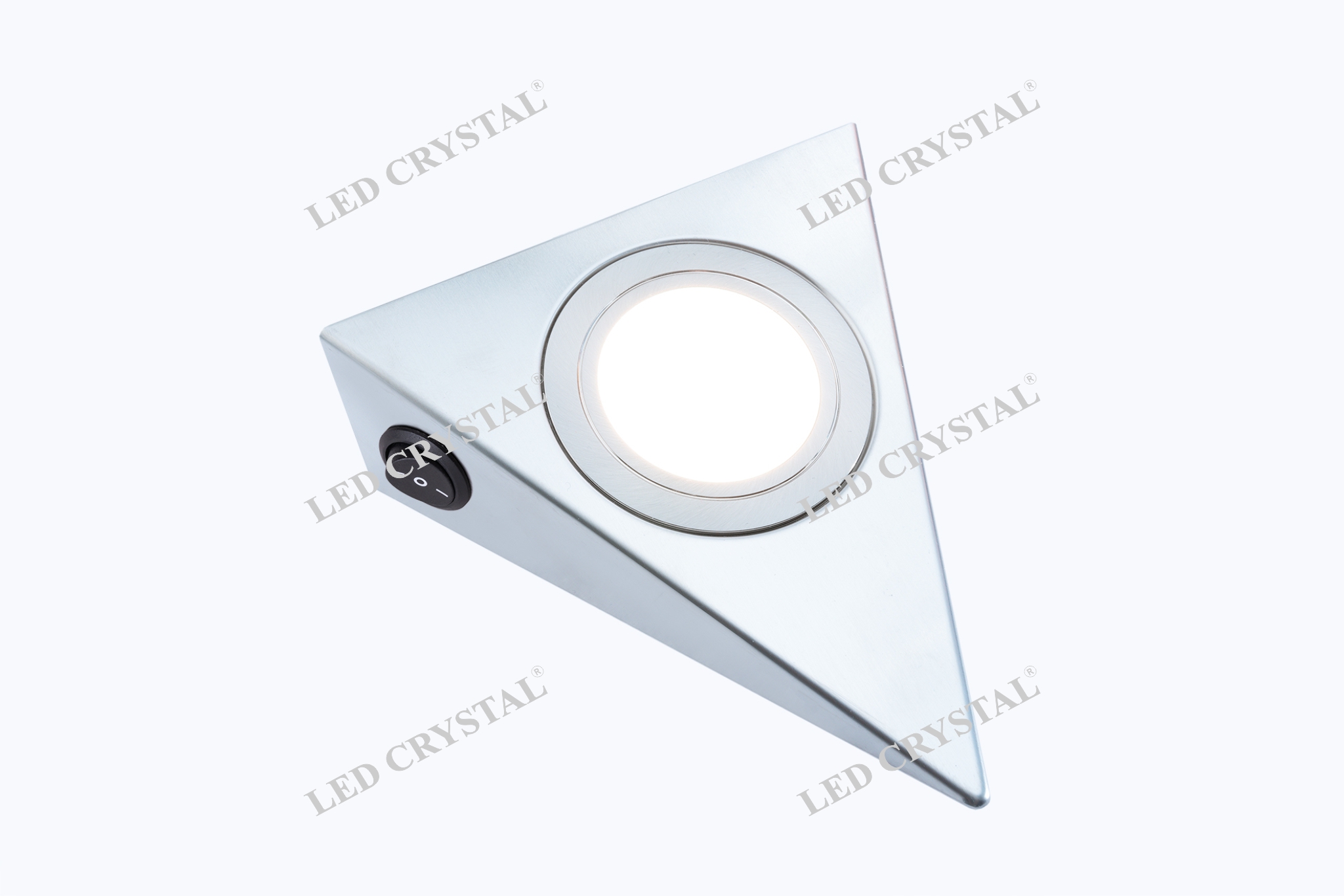 LED CRISTAL CCT Светильник LED треугольный с выключателем 12V, 3.5W, 3000-6500К, 250лм, IP20, никель матовый