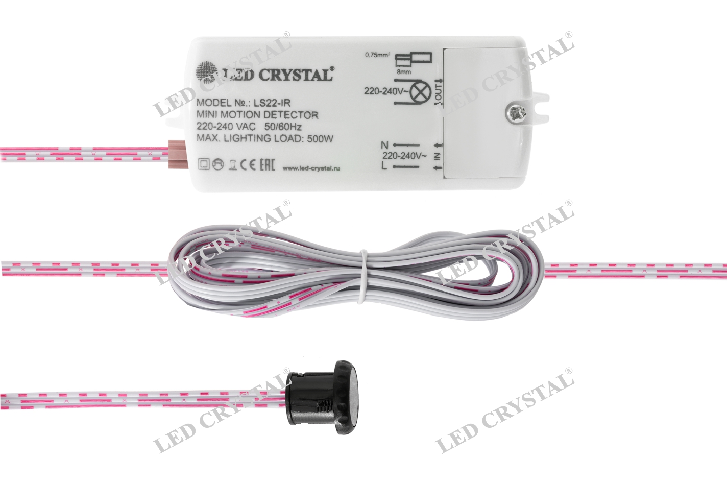 LED CRISTAL Выключатель сенсорный IR, 220V, 500W, IP20, черный