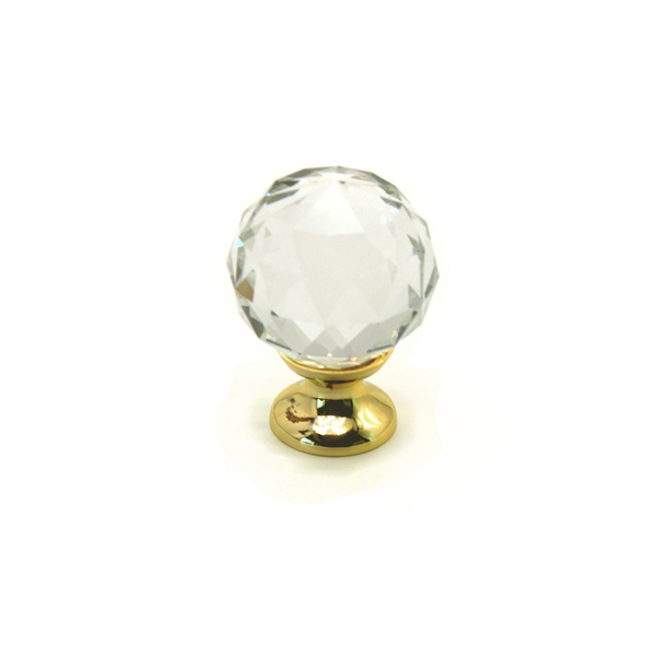 METAKOR Ручка-кнопка Crystal 22012.00.44S стекло (гранка), золото, D30, Metakor