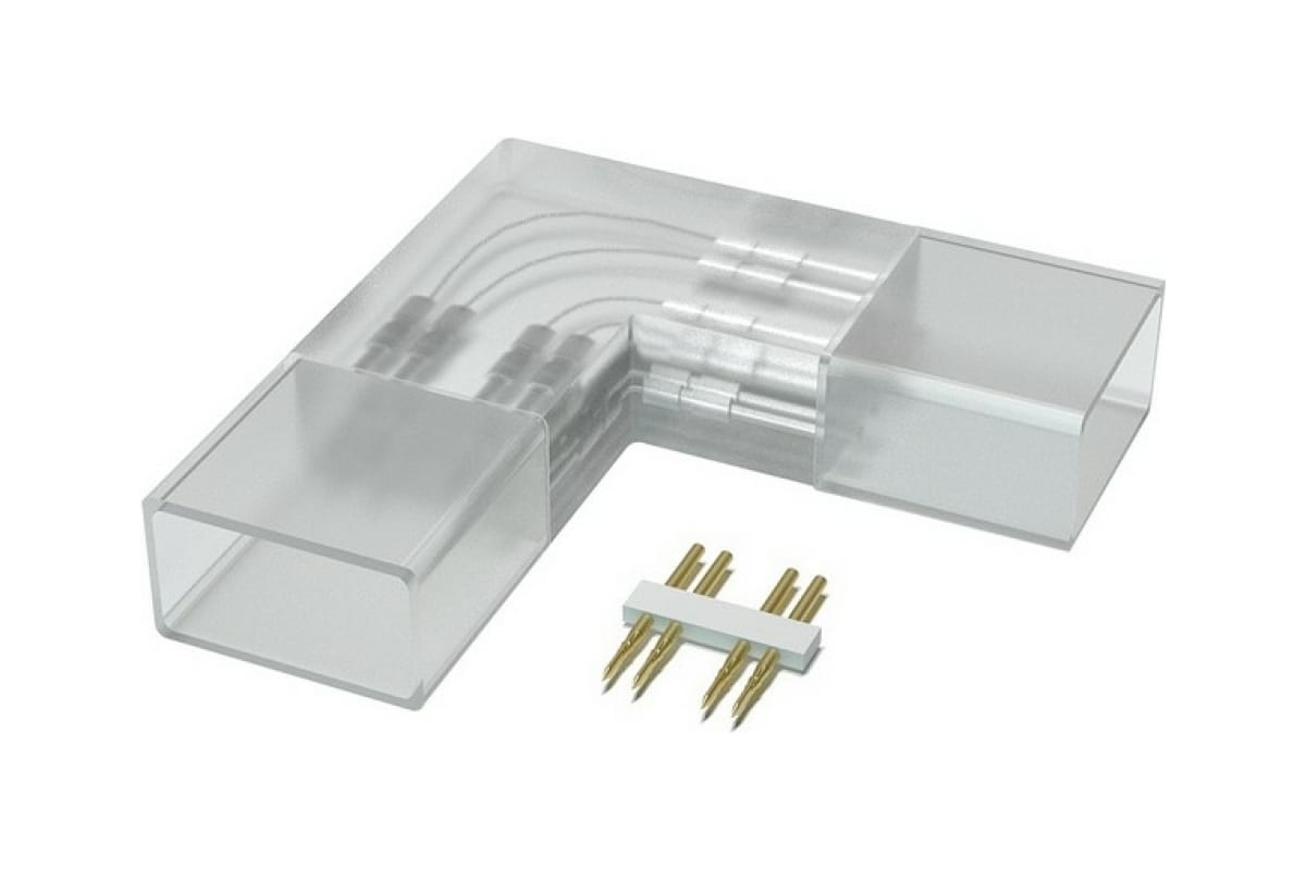 Комплект коннекторов OGM Г-образный для соединения светодиодной ленты 220В, smd2835, 60д/м, 5шт. AC-04